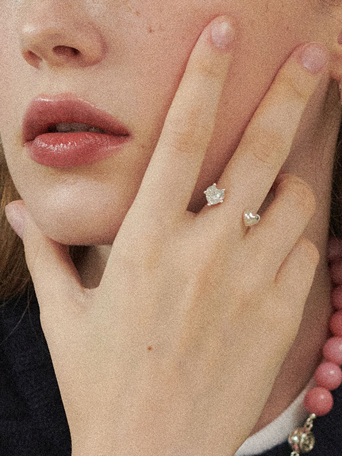 피코먼트(PICOMENT) #006 Heart Cubic Zirconia Open Ring _ White