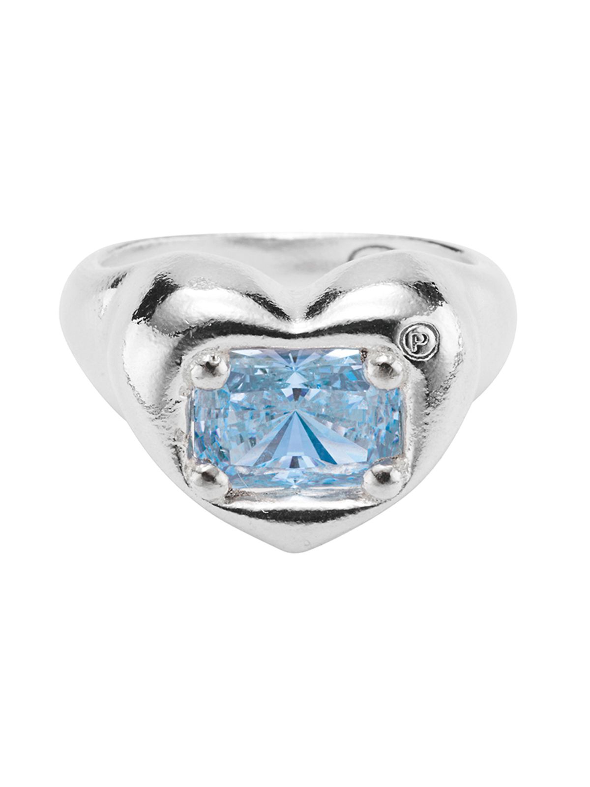 피코먼트(PICOMENT) #006 Heart Square Cubic Zirconia Ring _ Sky Blue