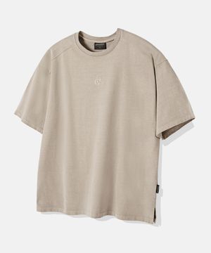 헤비 피그먼트 디테일 오버핏 반팔 티셔츠 (샌드베이지)