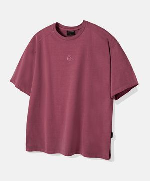 헤비 피그먼트 디테일 오버핏 반팔 티셔츠 (더스트핑크)