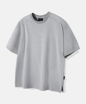 헤비 피그먼트 디테일 오버핏 반팔 티셔츠 (스톤그레이)