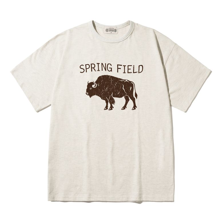 Spring Field 스프링필드 오트밀 세미오버핏 티셔츠