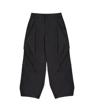 Side Drape Wide Pants - BLACK