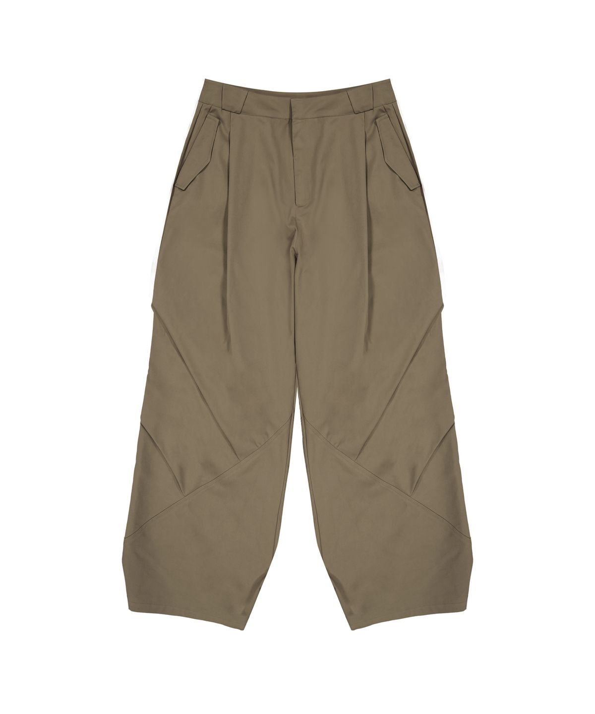 우알롱(WOOALONG) Side Drape Wide Pants - CAMEL