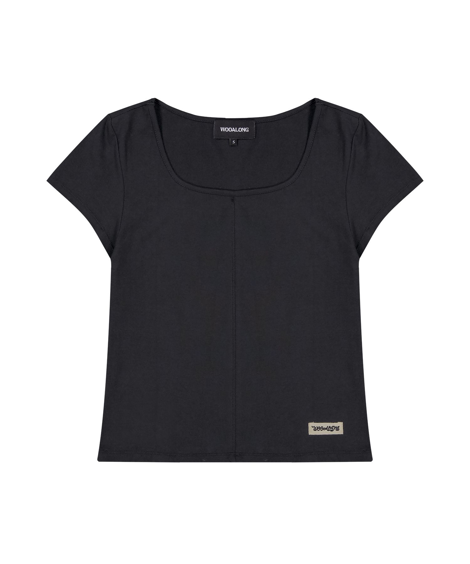 [WOOALONG]Skin Soft Square Neck Tシャツ★25SS★レディース★ WOOALONG]Skin Soft Square Neck Tシャツ☆25SS☆レディース