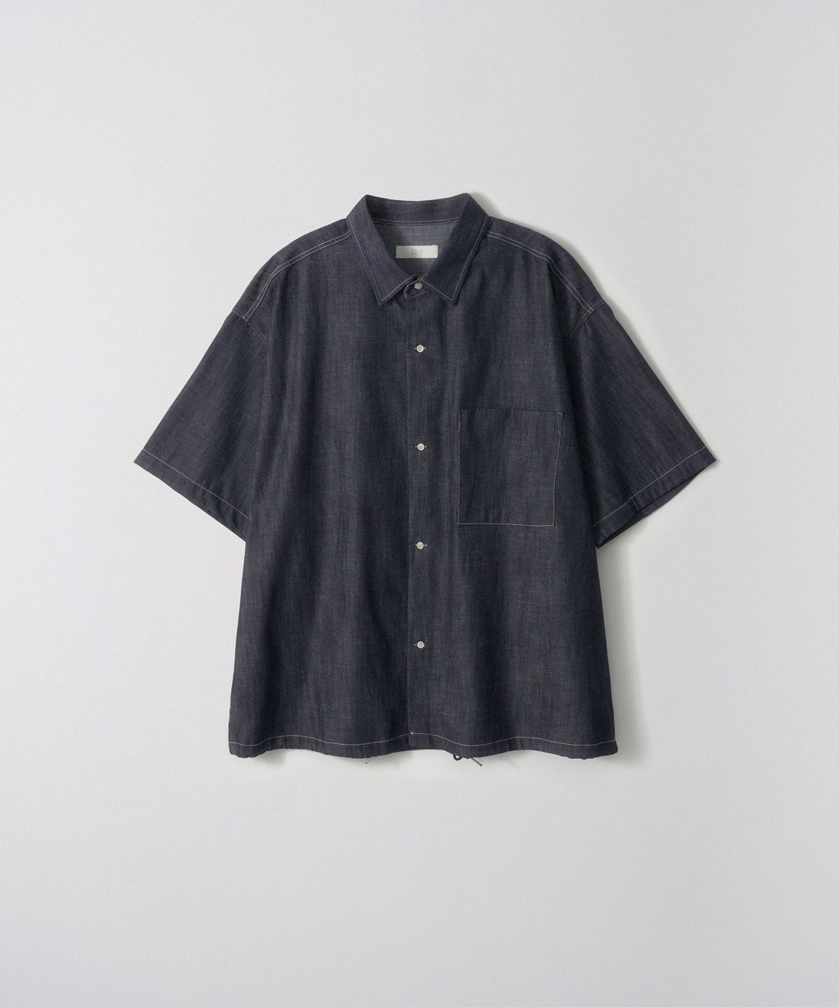 이지오(EZIO) Natural denim short-sleeved shirt_Indigo