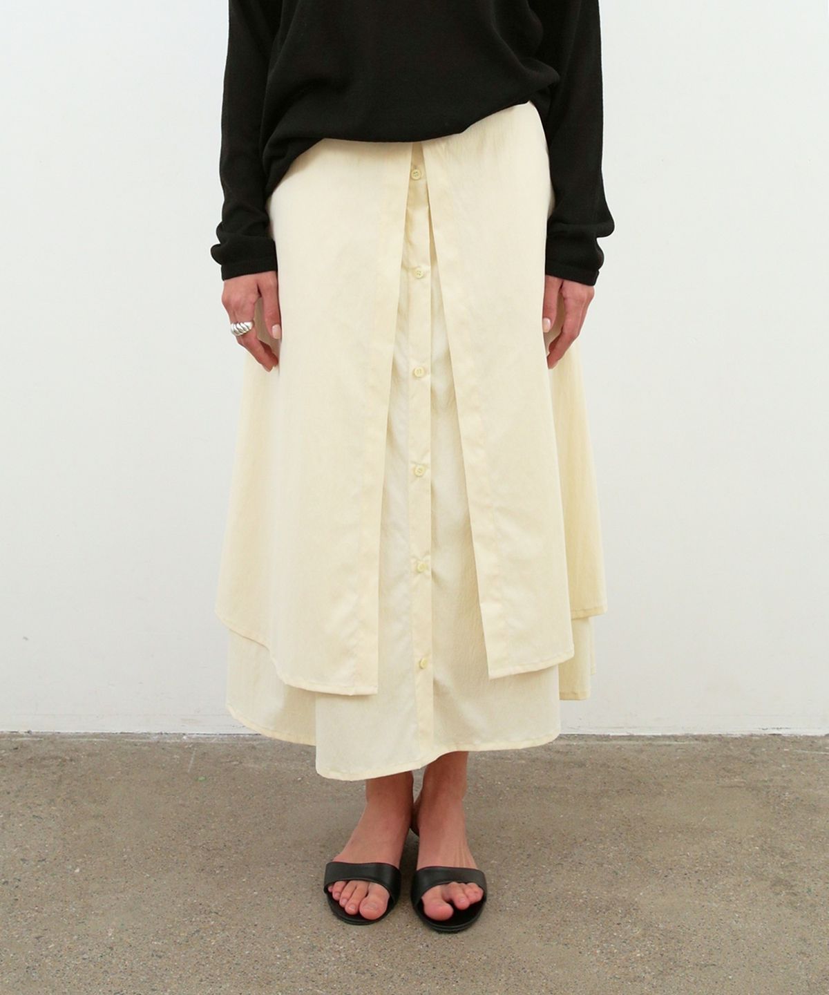 무아르무스(MUARMUS) Lune Draped Skirt [Cream]