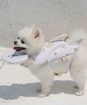 강아지 수영복 테디 구명조끼 아이보리