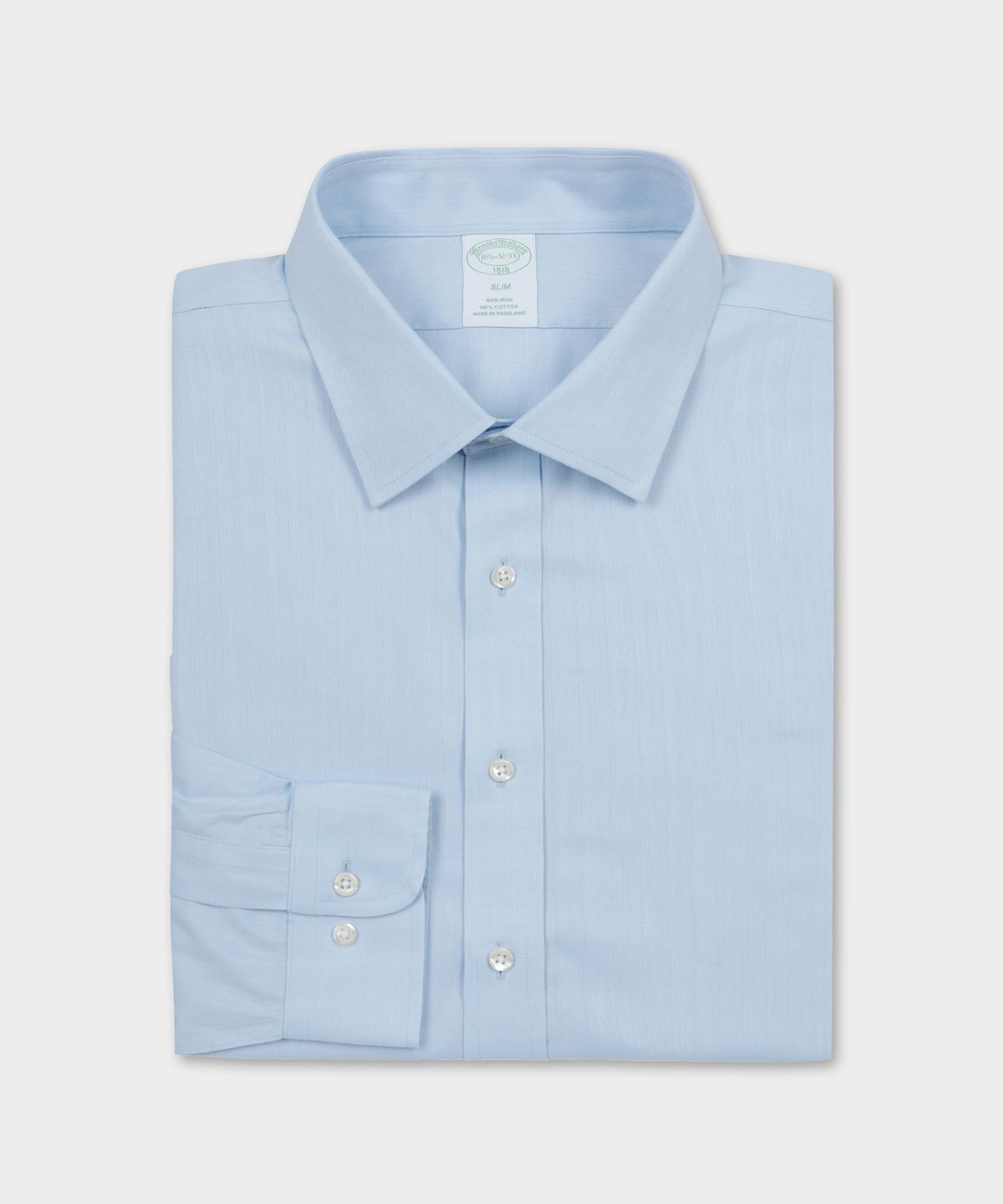 브룩스 브라더스(BROOKS BROTHERS) 슬림핏 논아이론 에인즐리 헤링본 드레스셔츠 (라이트인디고) (BBTSMF5956NFS)