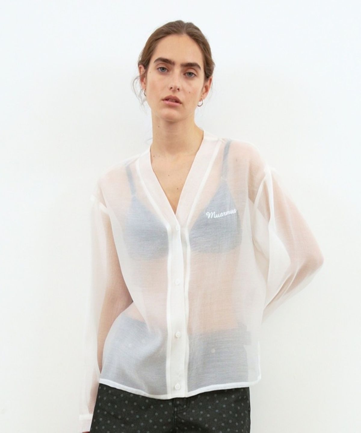 무아르무스(MUARMUS) Sheer Trace Cardigan [Ivory]