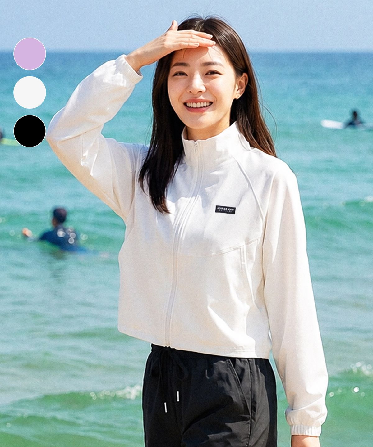헤링본(HERRINGBONE) 여성 집업 래쉬가드 루즈핏 크롭 비치웨어 상의 (3color) / RI382W