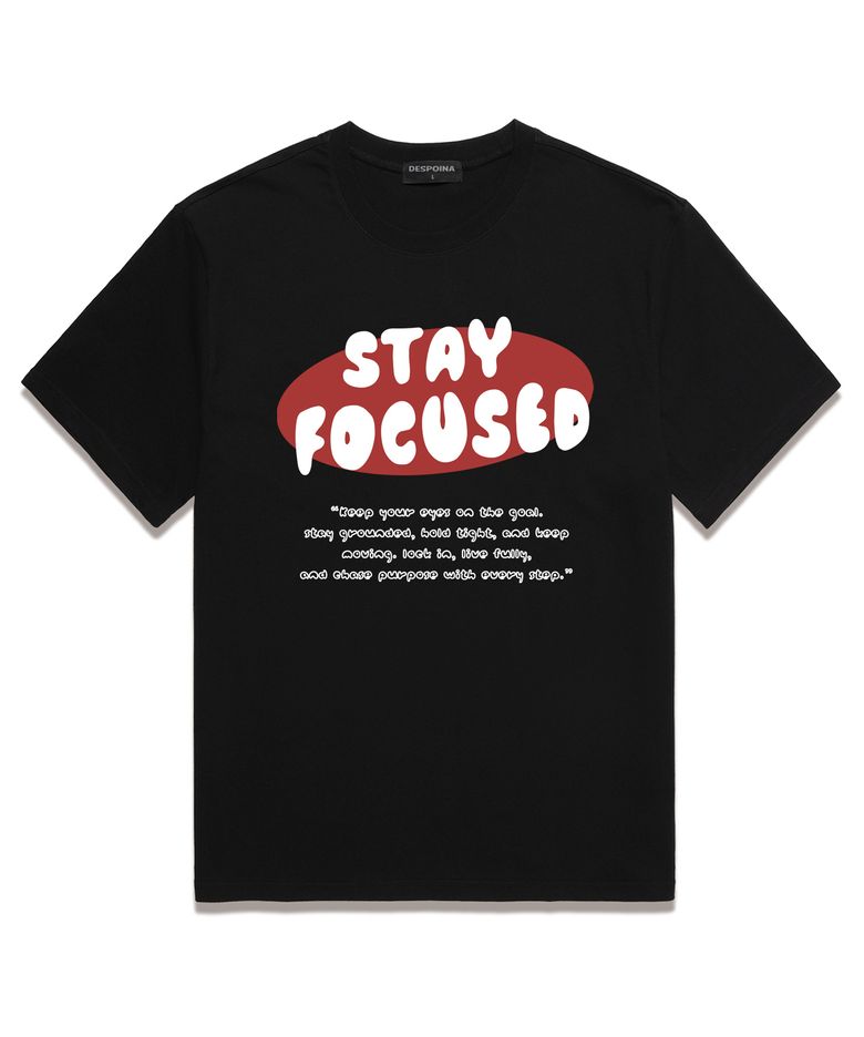 [한정기간] STAY FOCUSED 오버핏 반팔 티셔츠 (DS023) 블랙
