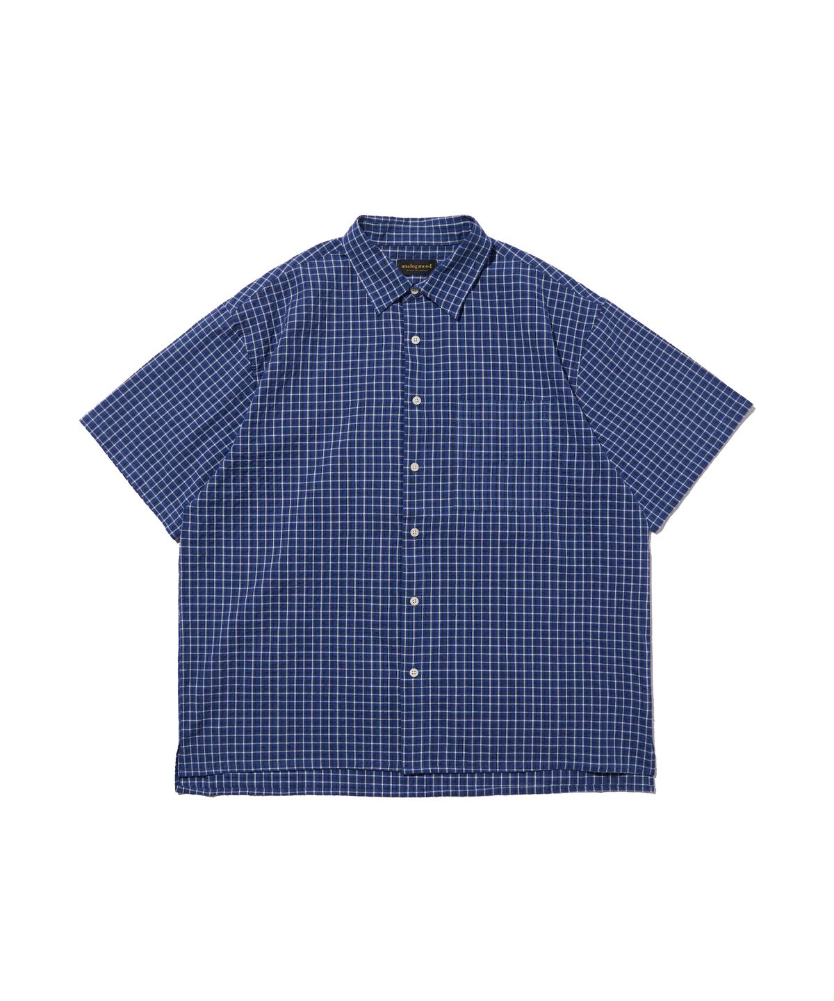 아날로그무드(ANALOG MOOD) 플래드 코튼 반팔 셔츠 (블루)
