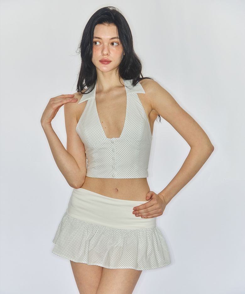 COLLAR HALTER TOP / IVORY