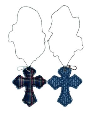 Cross Patchwork Keyring Necklace