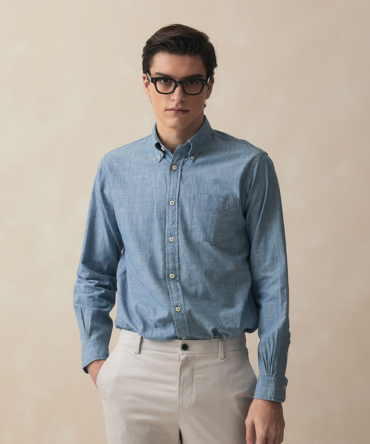 브룩스 브라더스(BROOKS BROTHERS) 코튼 샴브레이 스포츠셔츠 (라이트인디고) (BBTHMM2533NFS)
