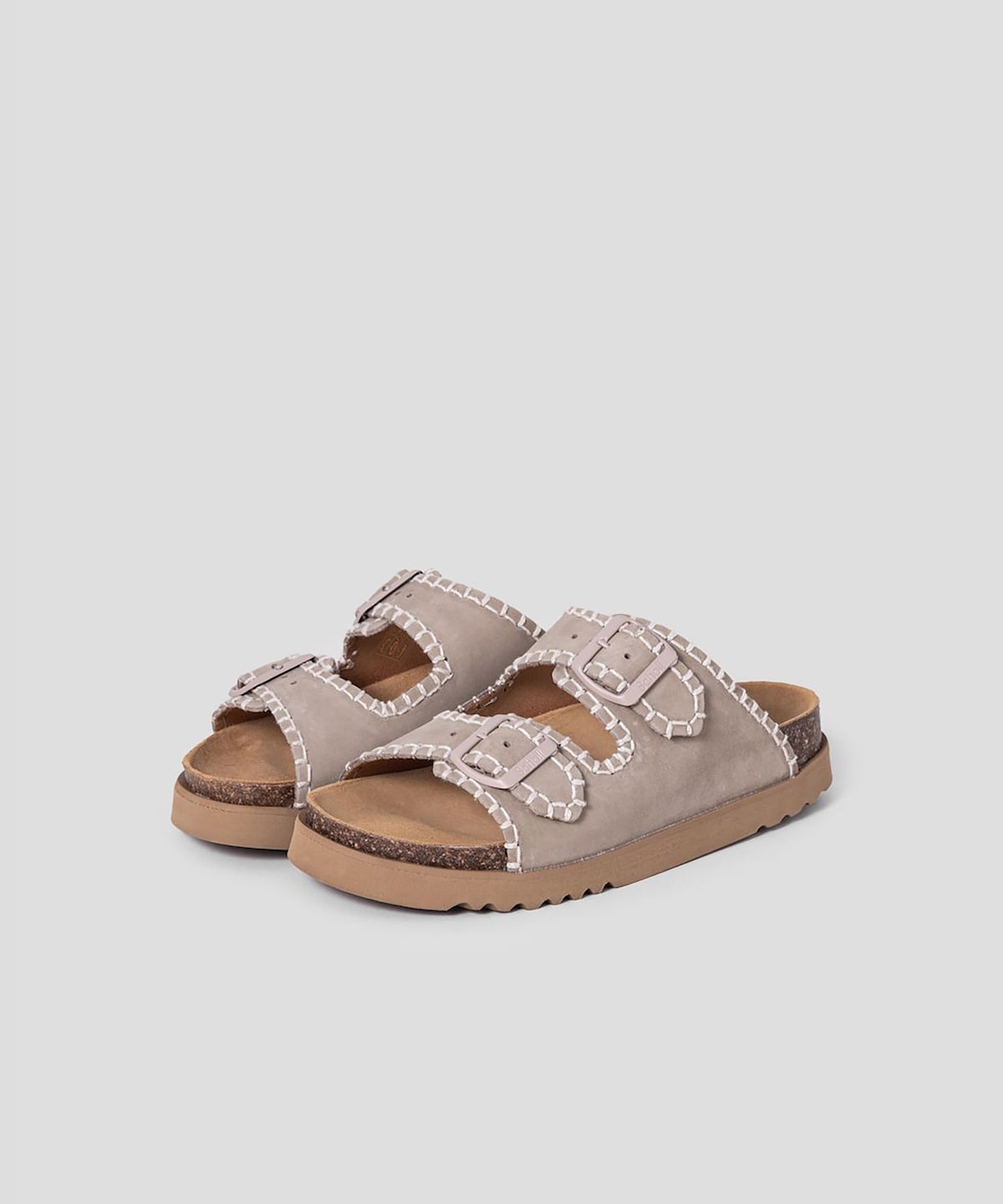 숄(SCHOLL) (WOMEN) 스티치 투스트랩 코르크 샌들  옐로이시 브라운 (HH54K2C20B)