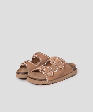 (WOMEN) 스티치 투스트랩 코르크 샌들  브릭 (HH54K2C20C)