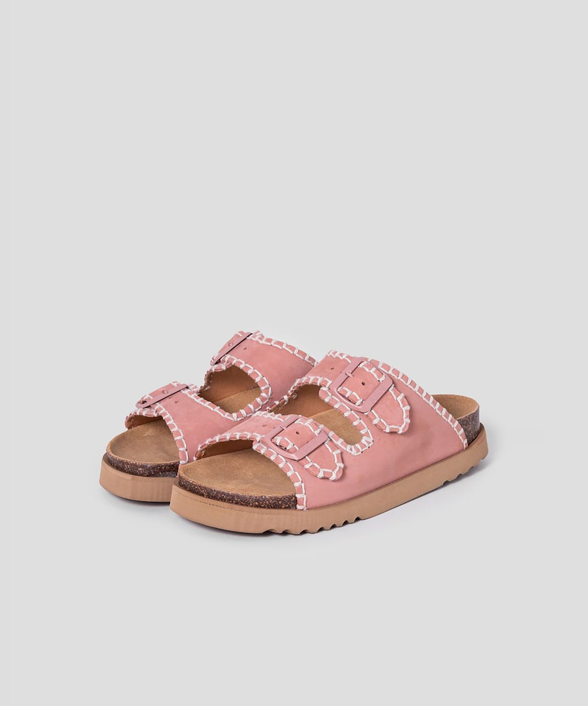 숄(SCHOLL) (WOMEN) 스티치 투스트랩 코르크 샌들  핑크 (HH54K2C20X)