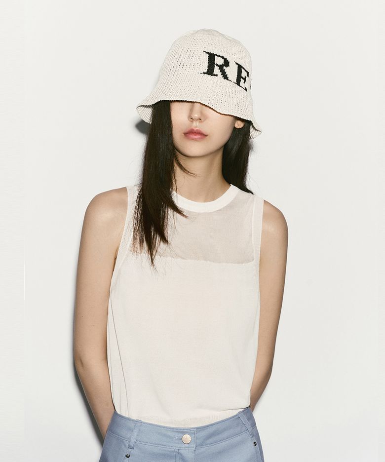 SHEER MESH SLEEVELESS TOP WHITE