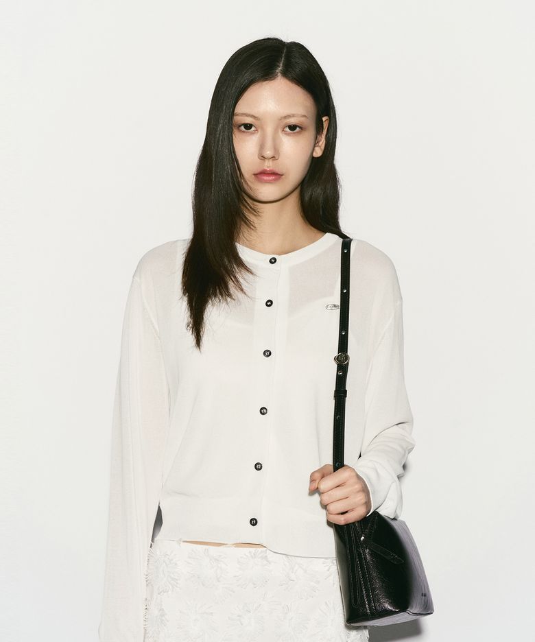 LOGO PLAQUE CARDIGAN WHITE