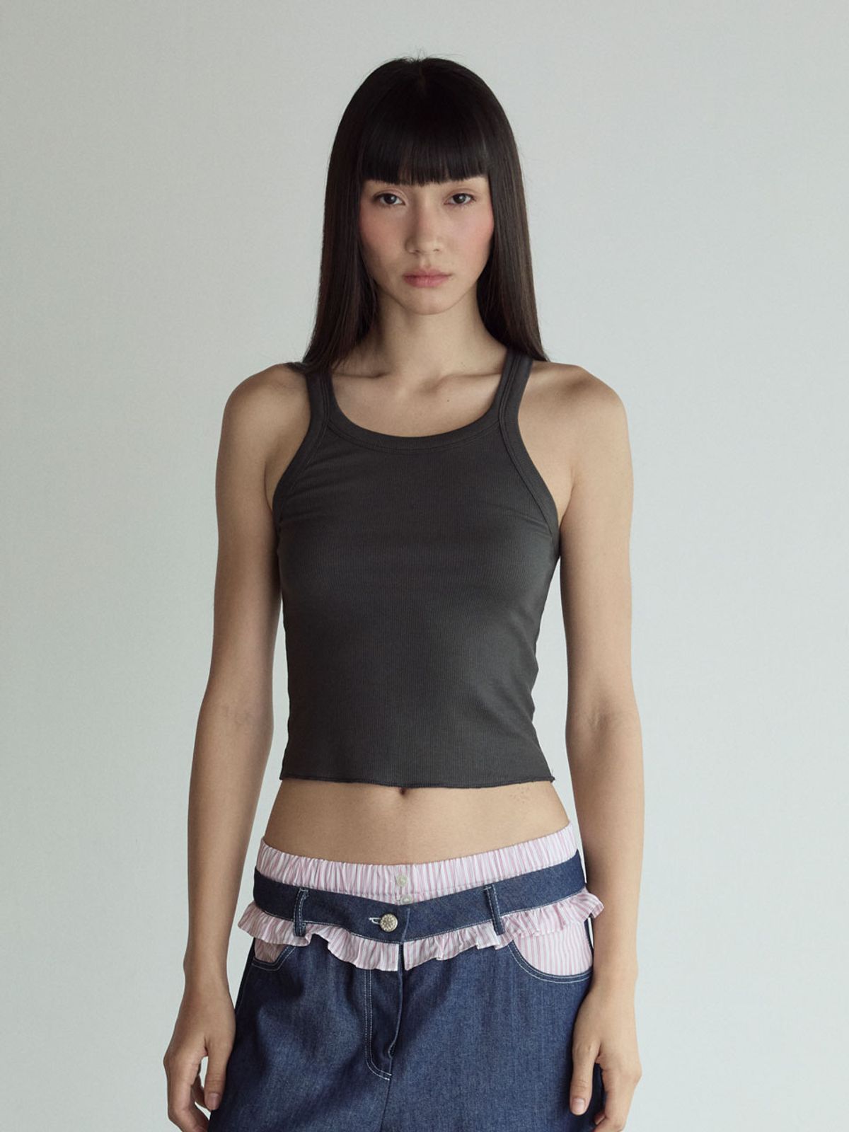 비수스(VISUS) Cotton Sleeveless Top_Charcoal