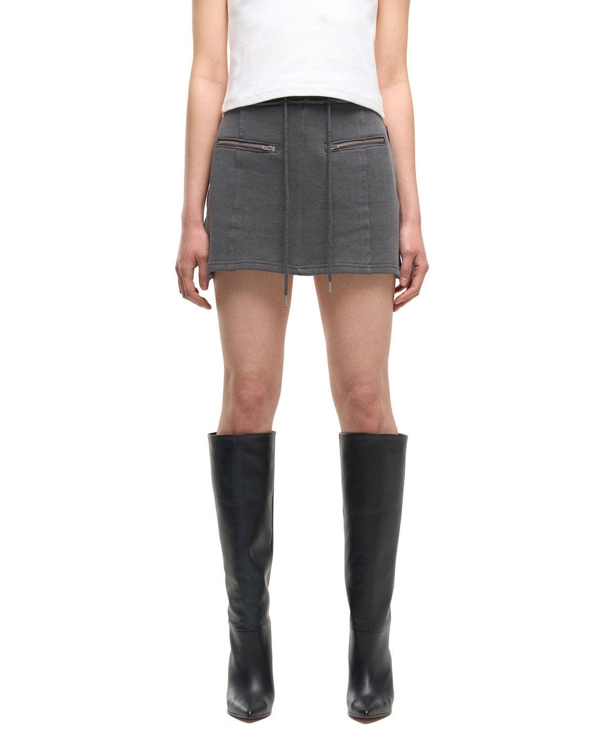걸스걸스(GIRLSGIRLS) KIKI WASHING SKIRT - CHARCOAL