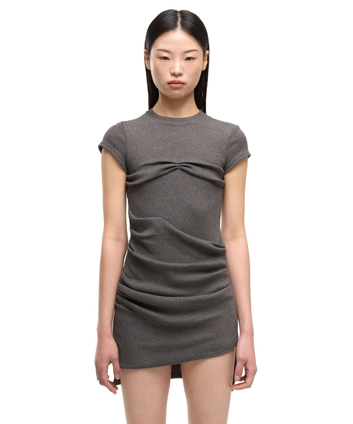 걸스걸스(GIRLSGIRLS) UNBAL MINI DRESS - CHARCOAL