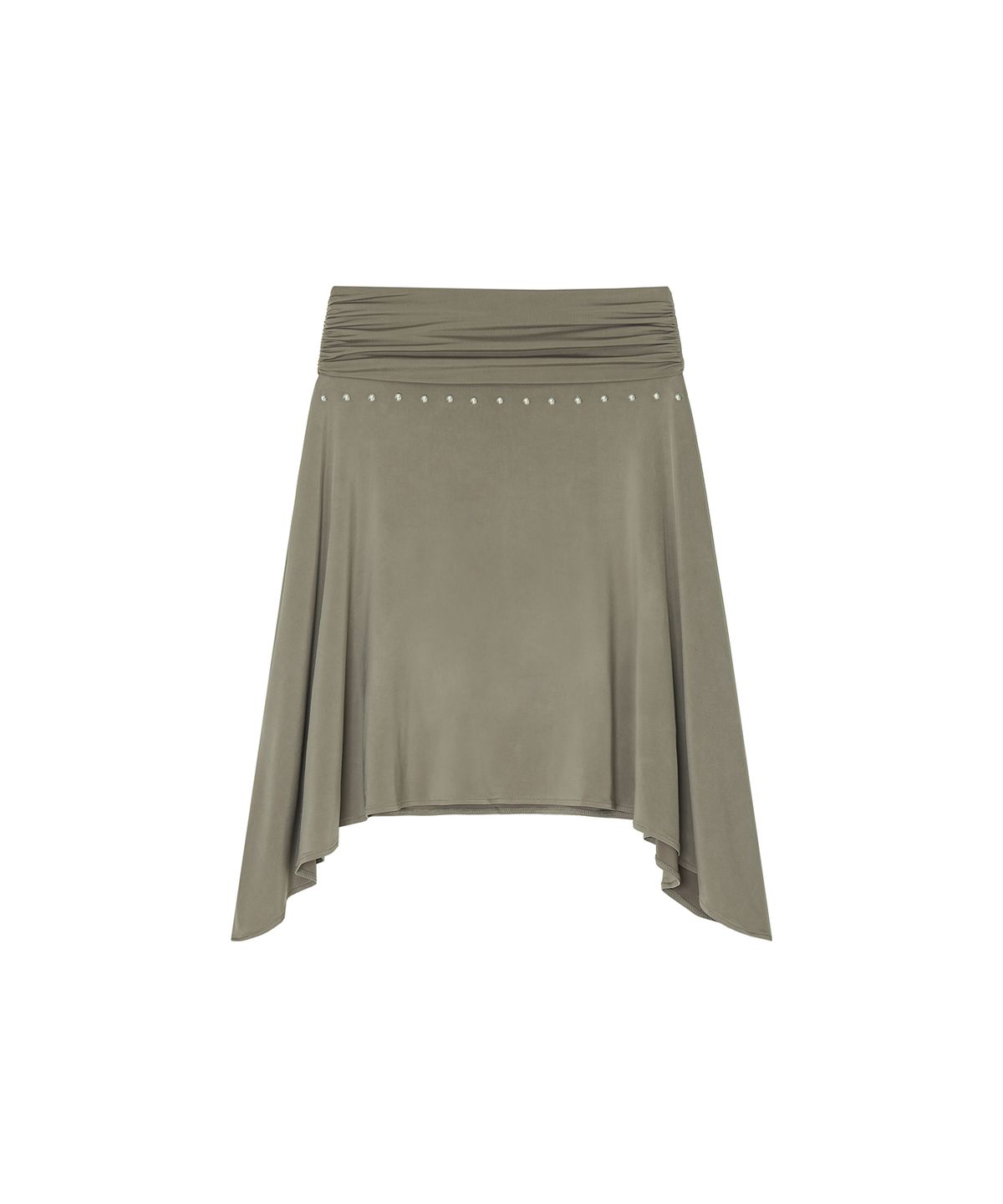 카시코(KASHIKO) Stud Drape Flare Skirt Warm Gray