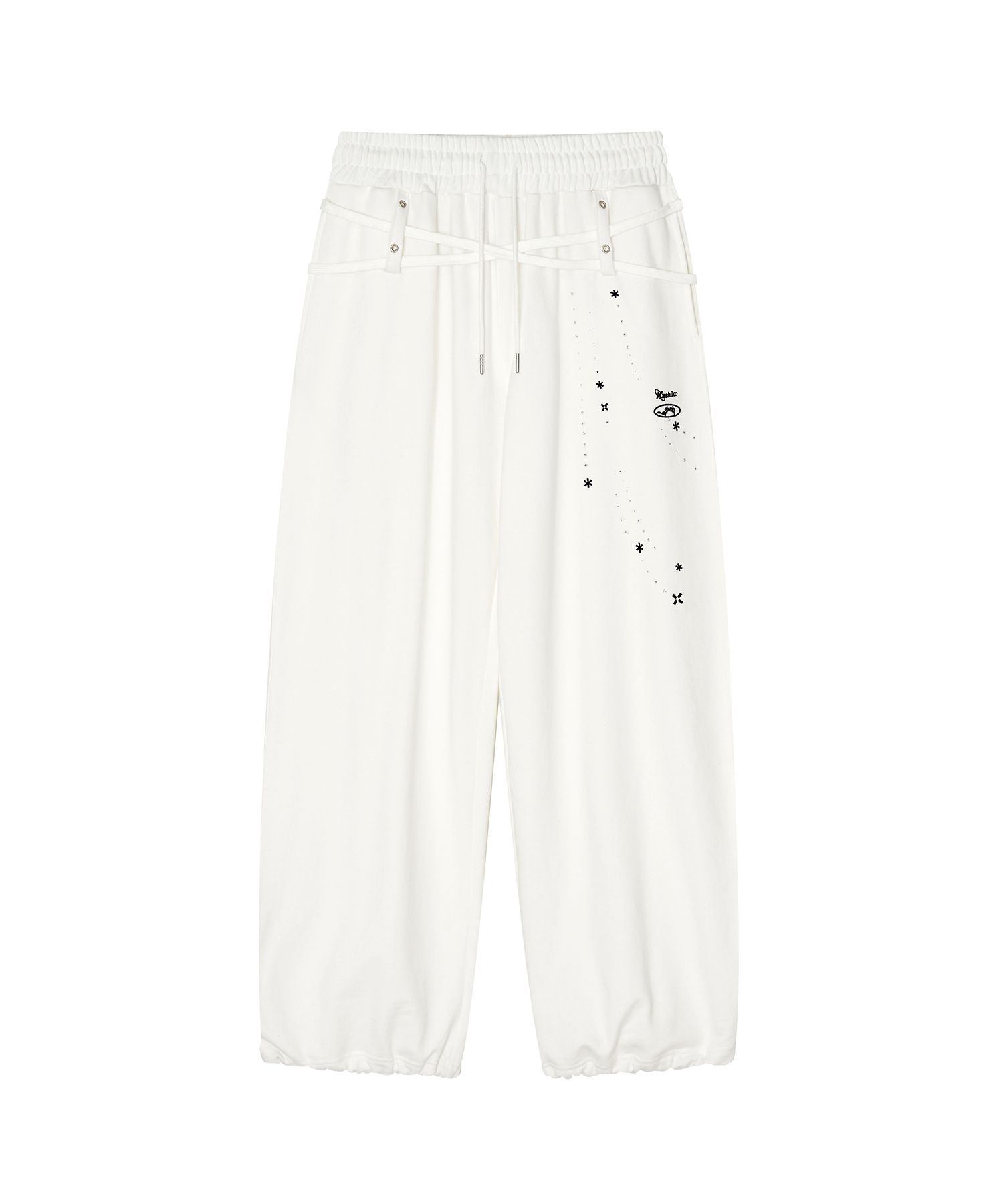 MUSINSA | KASHIKO Zenu Belt Sweat Pants White