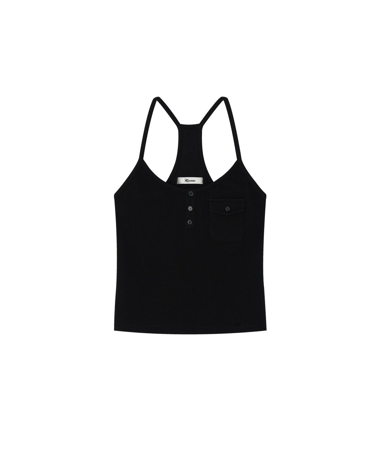 카시코(KASHIKO) Zenu Pocket Hotfix Top Black