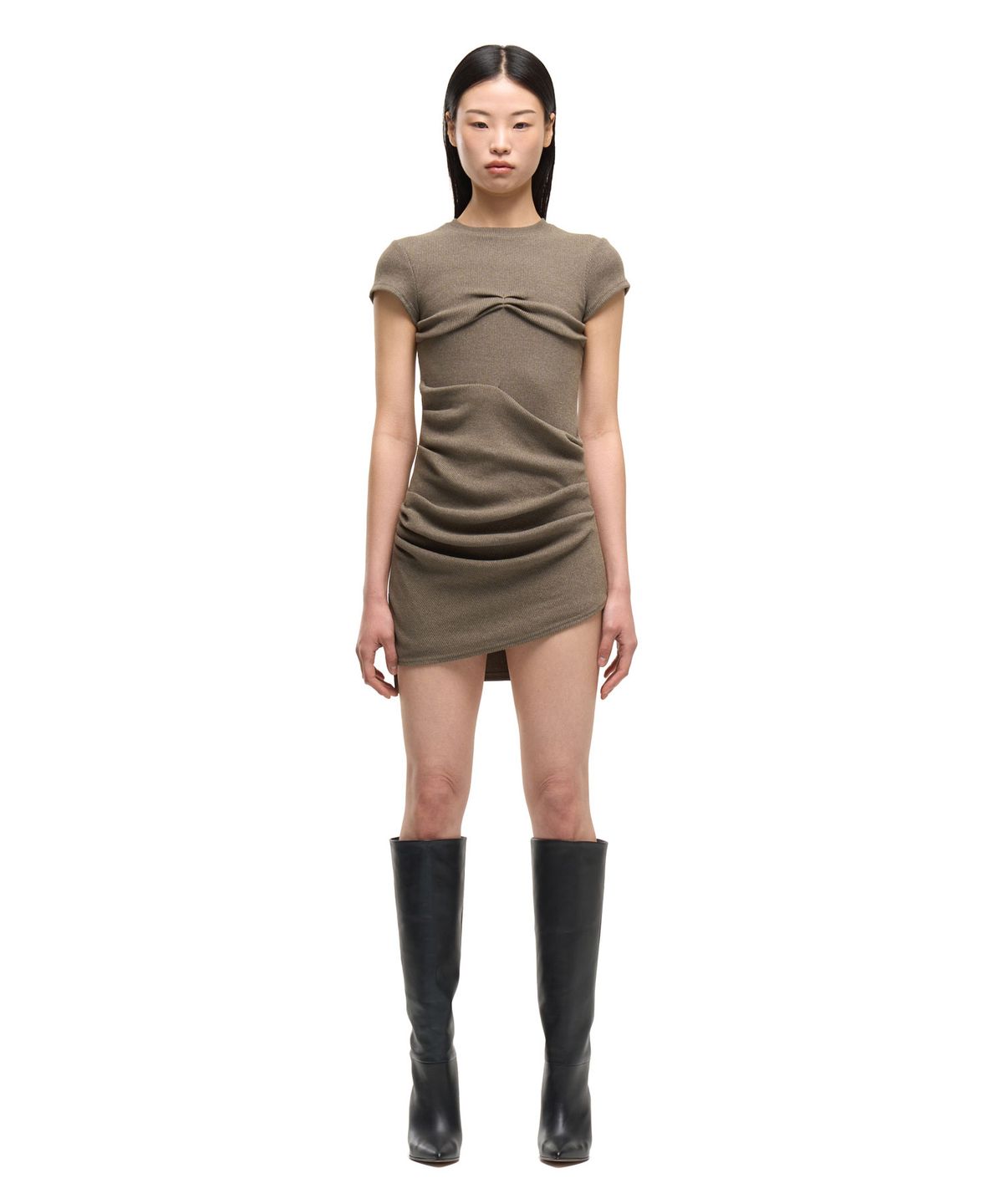 걸스걸스(GIRLSGIRLS) UNBAL MINI DRESS - KHAKI