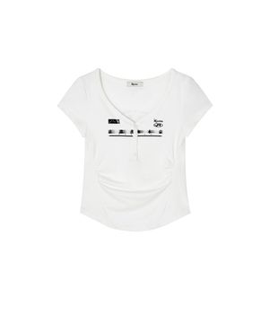 Zen Button Henley Neck Top White