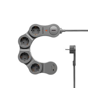 플렉시블 멀티탭 USB 4구 5구 그레이 3M 고용량 과부하차단 납작 콘센트