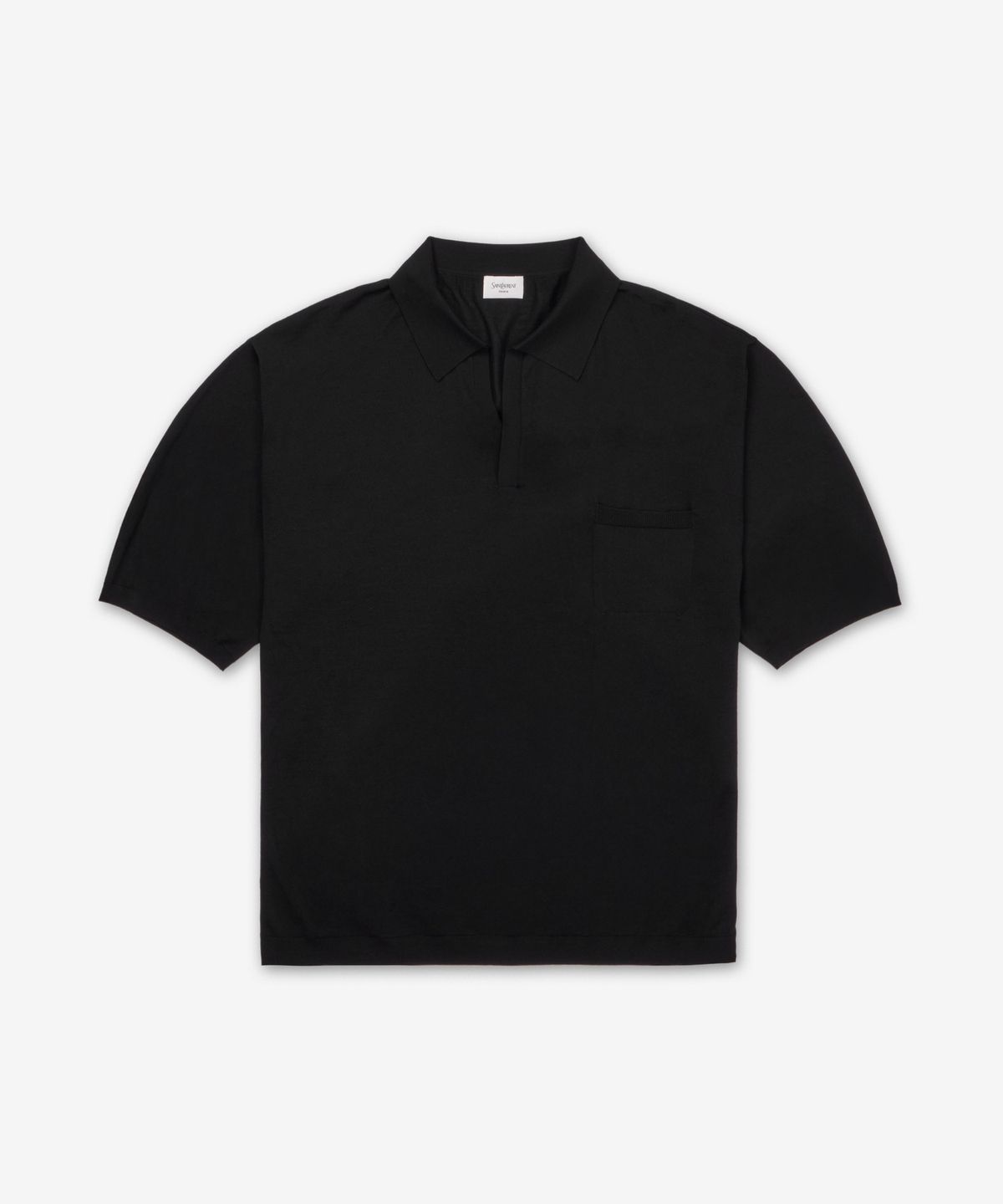 생로랑(SAINT LAURENT) 울 폴로 반소매 니트 - 블랙 / 821733Y77AS1000