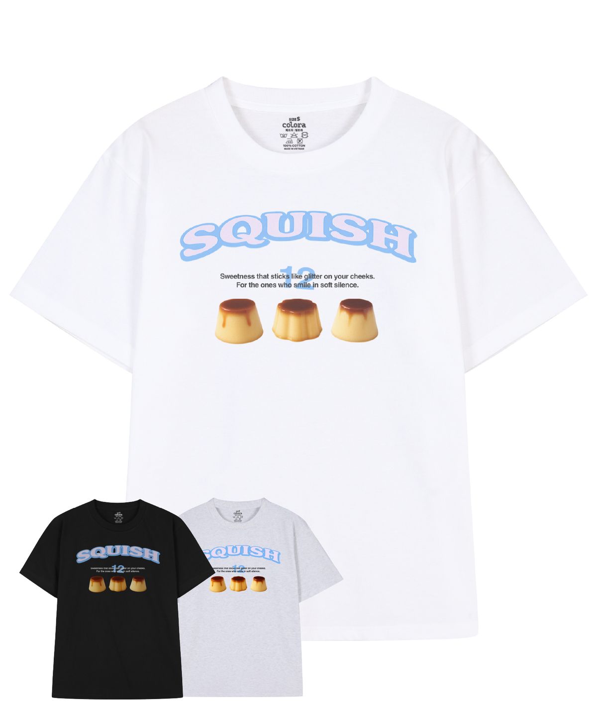 컬로라(COLORA) 스퀴시 쓰리 푸딩 반팔 티셔츠 (3color)