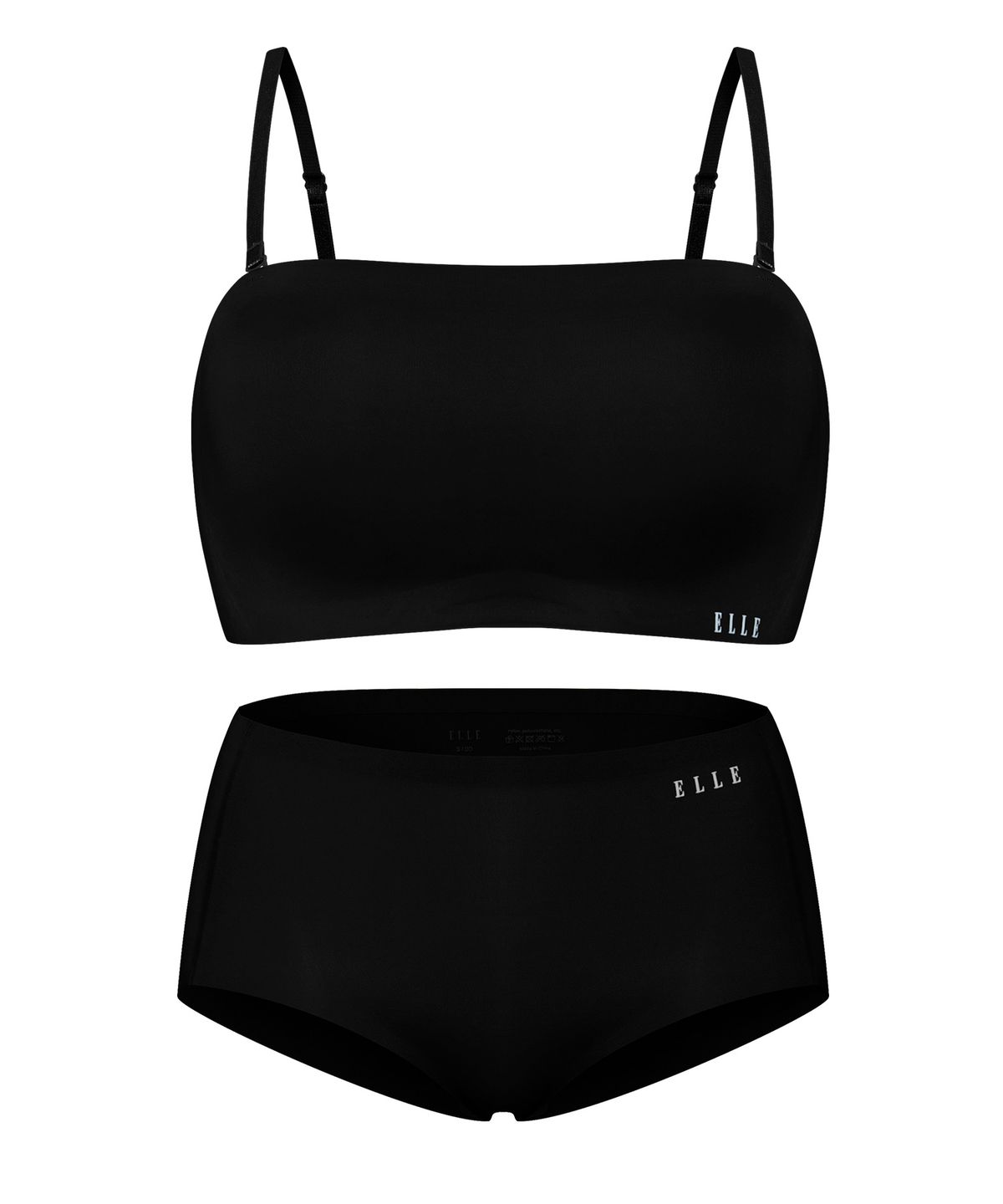 엘르이너웨어(ELLE INNERWEAR) [SET] 논슬립 오프숄더 쉐딩 브라 팬티 세트 - 블랙