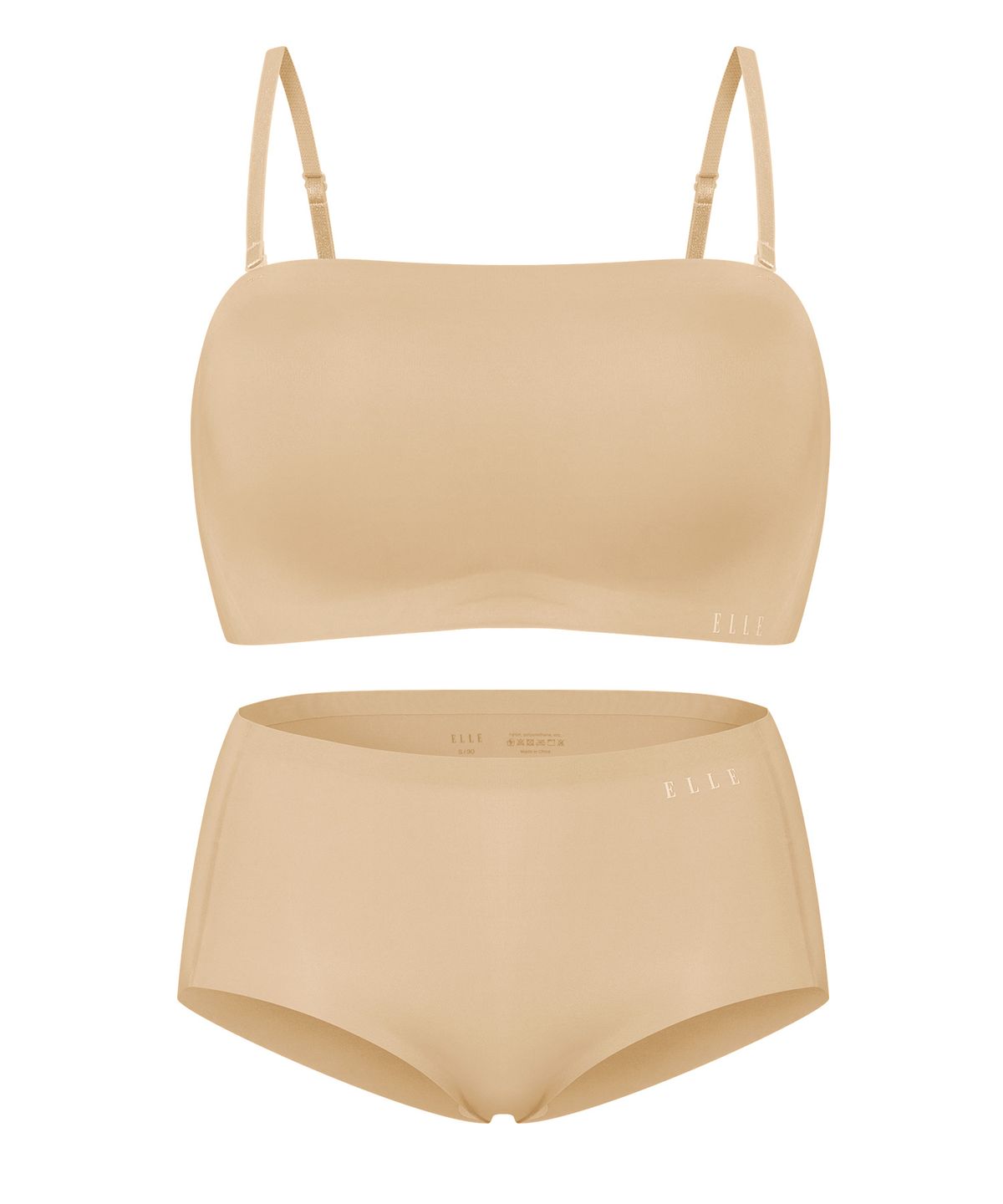 엘르이너웨어(ELLE INNERWEAR) [SET] 논슬립 오프숄더 쉐딩 브라 팬티 세트 - 스킨