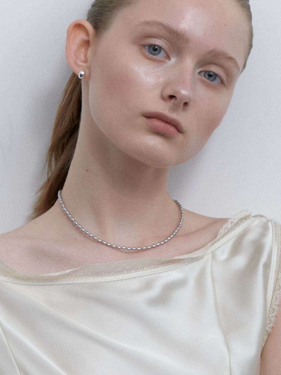 MUSINSA | LOVE ME MONSTER Chic Grey Pearl Necklace (L251MNK020)