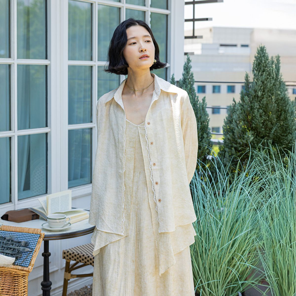 랭썬(LANGSON) LS_Lace collar shirt_BIEGE