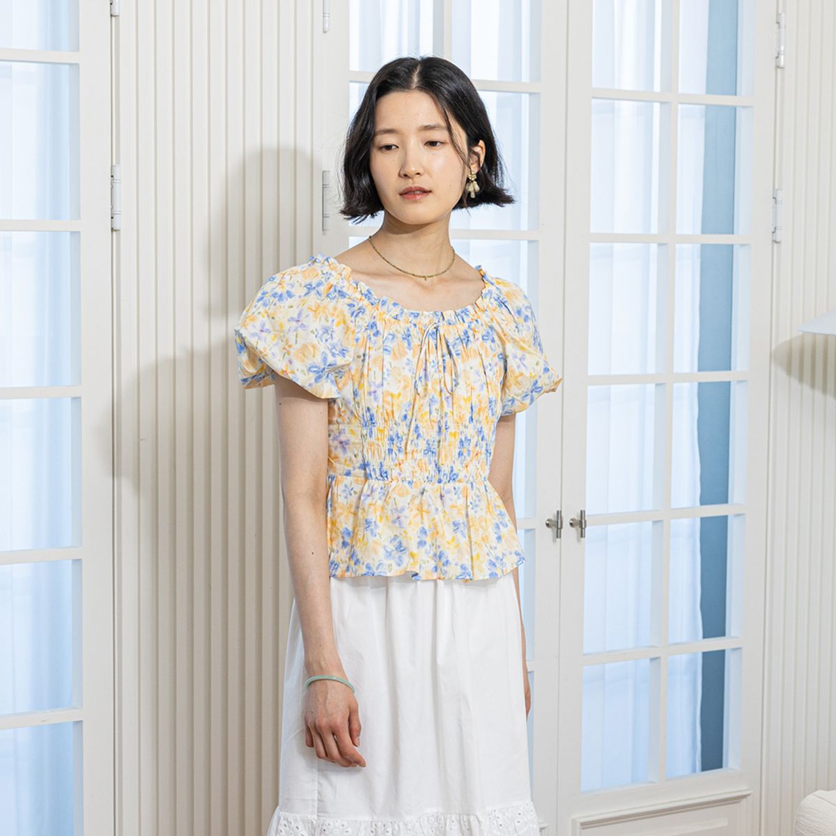 랭썬(LANGSON) LS_Sunny bloom blouse_YELLOW