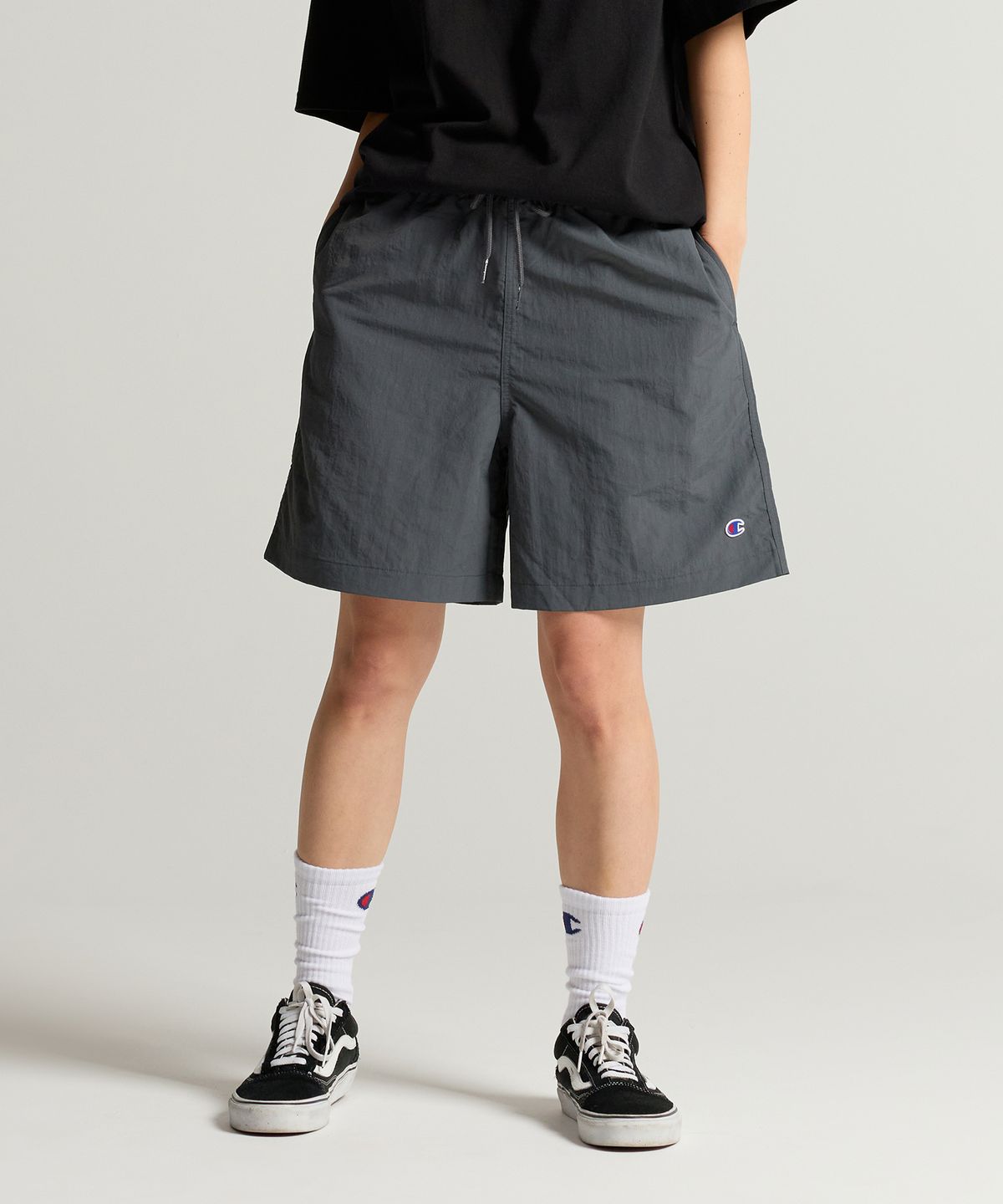 챔피온(CHAMPION) C로고 우븐 스트링 숏팬츠 Grey