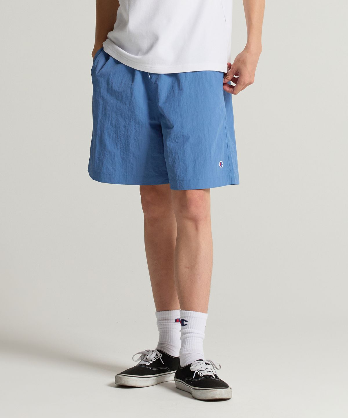 챔피온(CHAMPION) C로고 우븐 스트링 숏팬츠 Blue