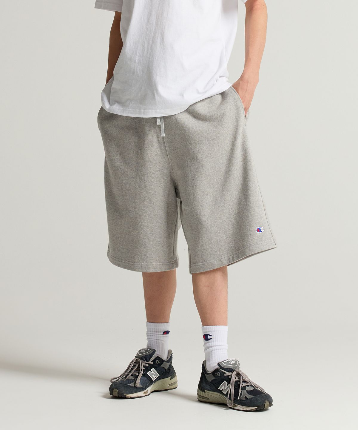 챔피온(CHAMPION) C로고 버뮤다 스웨트 팬츠 Grey