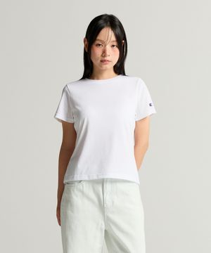 여성 C로고 슬림핏 반팔 티셔츠 White