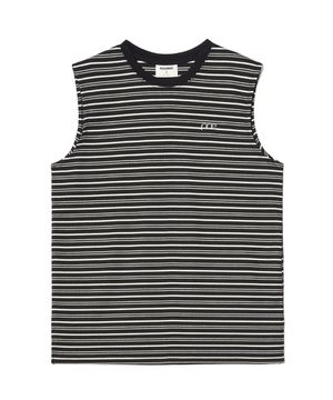 STRIPE WAFFLE SLEEVELESS TOP (BLACK)