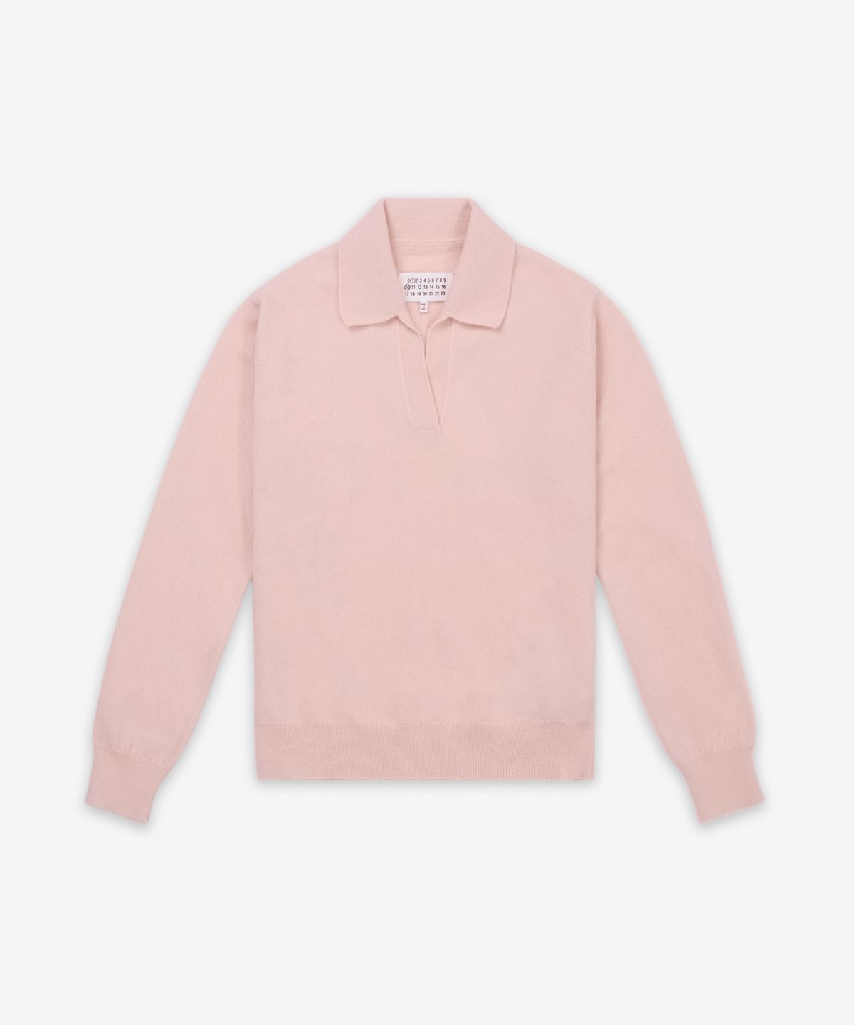 메종 마르지엘라(MAISON MARGIELA) 스티치 니트 폴로 셔츠 - 페일 핑크 / S51GL0063M13144216