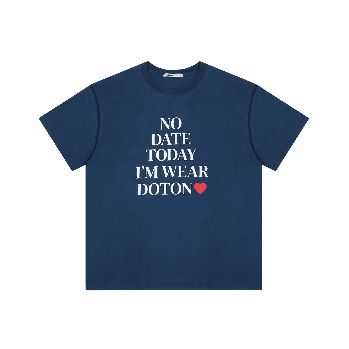 도톤(DOTON) NO DATE TODAY CROP T-SHIRTS(Deep blue)