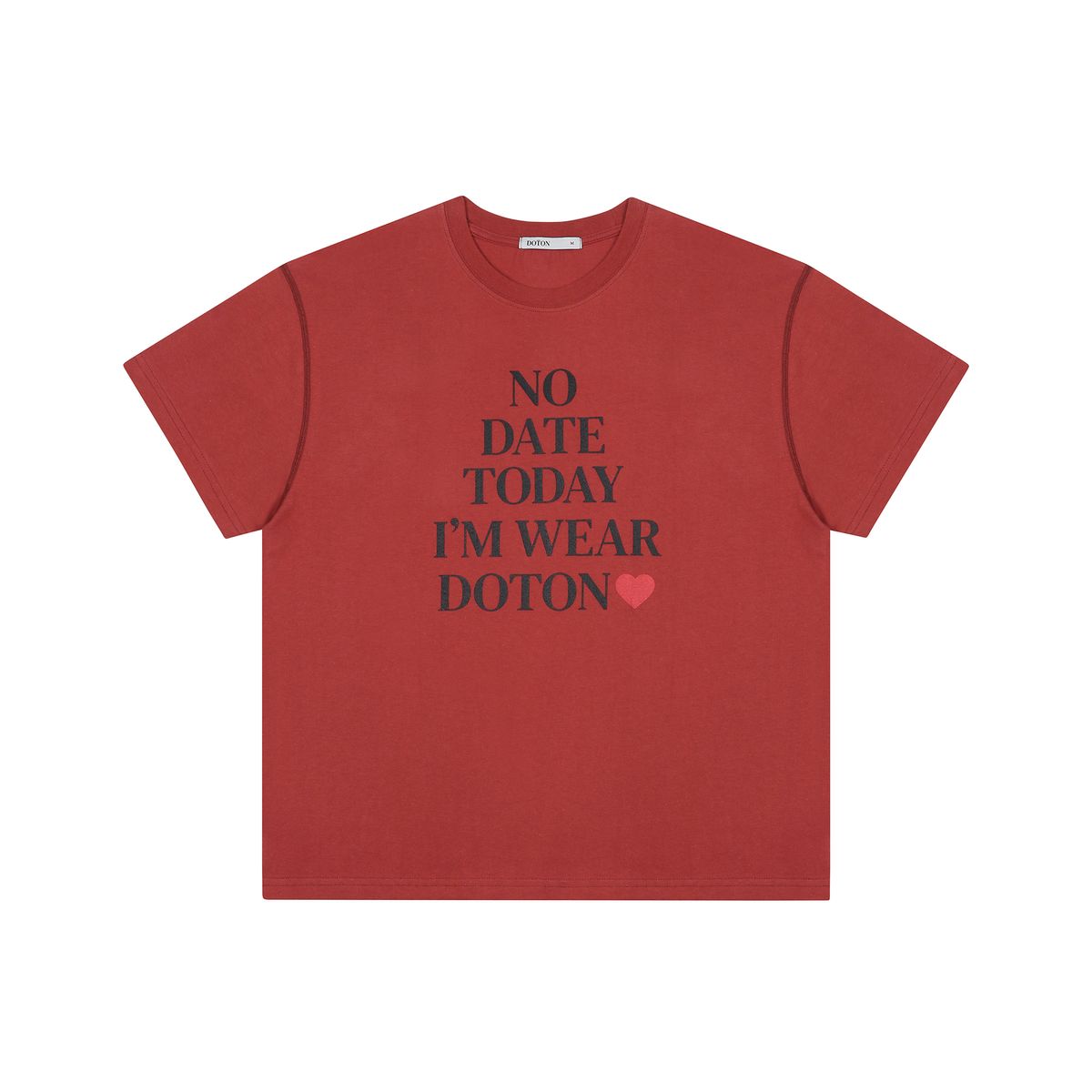 도톤(DOTON) NO DATE TODAY CROP T-SHIRTS(Brick red)