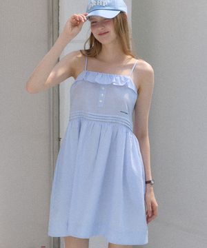 로라 레이어드 슬리브리스 드레스 - 스카이 블루